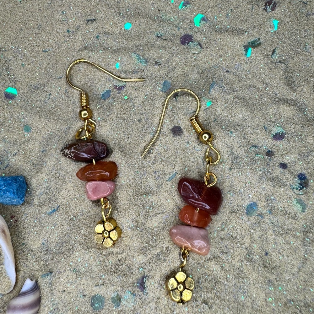 Pink Gradient Crystal Flower Earrings